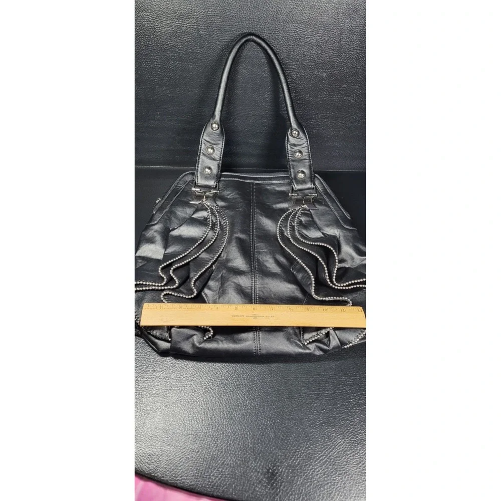 Vintage Y2K Mellow World Faux Black Leather Soho Hobo Handbag Shoulder Bag